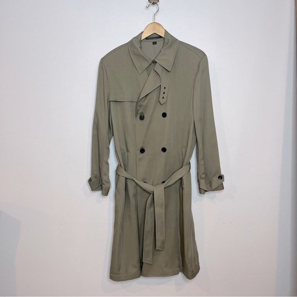 All Saints Men's 40 Large Siren Mac Twill Trench Coat Sage Green - Picture 2 of 16